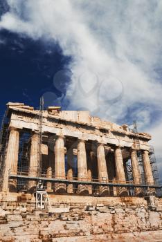 Ancient temple under renovation, Parthenon, Acropolis, Athens, Greece