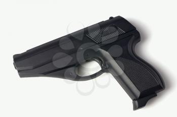 Close-up of a handgun with its missing trigger