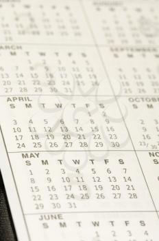Close-up of a personal organizer calendar