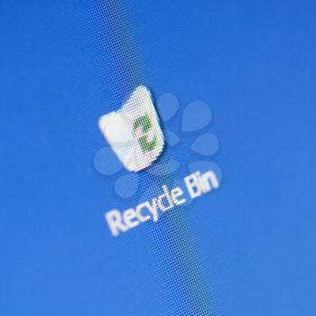 Recycle bin icon on a computer screen