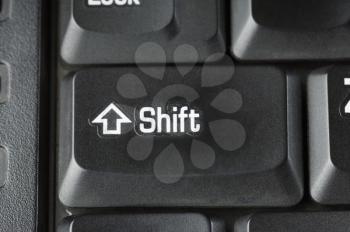 Close-up of shift key of a computer keyboard