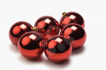Close-up of red baubles