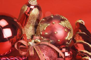 Close-up of Christmas ornaments