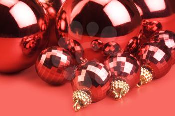 Close-up of a group of red baubles