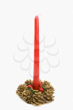 Close-up of a Christmas candlestick holder