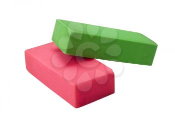 Close-up of two erasers