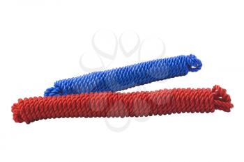 Close-up of two nylon rope bundles