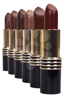 Close-up of assorted lipsticks in a row