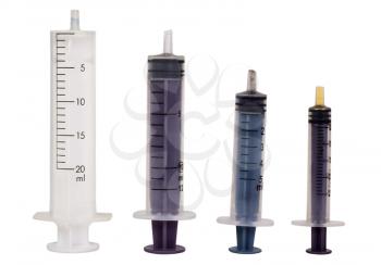 Close-up of assorted medical syringes