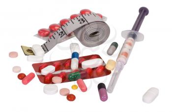 Medical injection with a tape measure