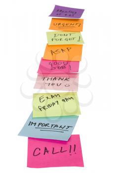 Text written on adhesive notes