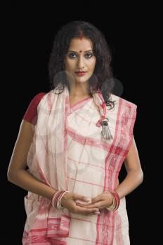 Woman in traditional Bengali dress
