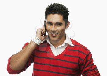 Portrait of a man talking on a mobile phone