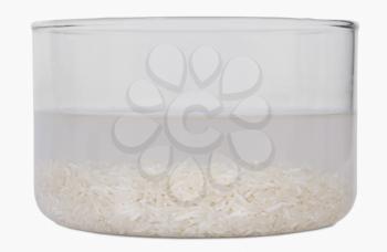 Rice being soaked in a bowl