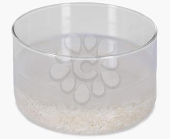 Rice being soaked in a bowl