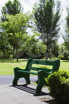 Empty bench in a park, Adare, County Limerick, Republic of Ireland