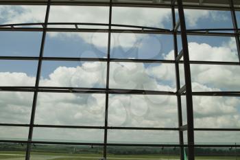 Clouds viewed through an airport lounge window, Cork Airport, Cork, County Cork, Republic of Ireland