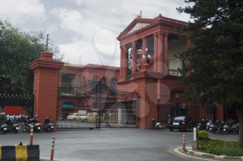 Entrance gate of a courthouse, Karnataka High Court, Bangalore, Karnataka, India