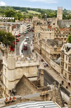 High angle view of buildings in a city, Oxford University, Oxford, Oxfordshire, England