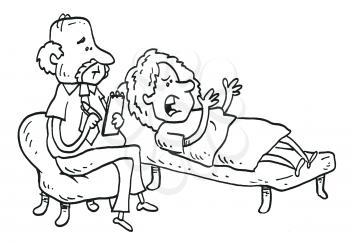 Royalty Free Clipart Image of a Woman Talking to a Psychiatrist