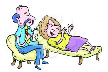 Royalty Free Clipart Image of a Woman With a Psychiatrist