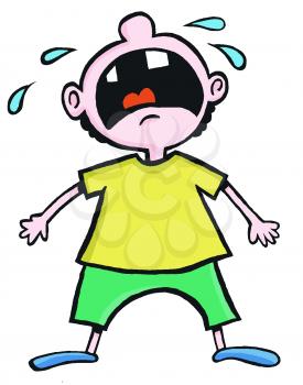 Royalty Free Clipart Image of a Crying Child