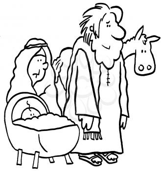 Royalty Free Clipart Image of a Nativity Scene