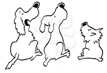Royalty Free Clipart Image of Three Dogs