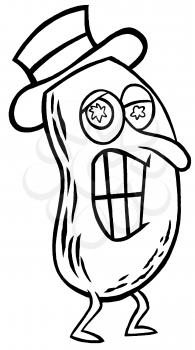 Royalty Free Clipart Image of a Peanut in a Hat