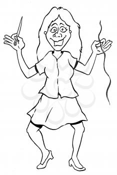Royalty Free Clipart Image of a Woman With a Needle and Thread