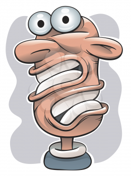 Royalty Free Clipart Image of a Surprised Man With a Twisted ead