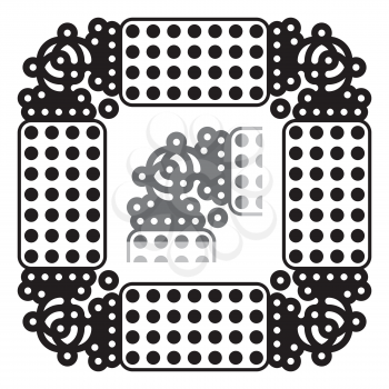 Royalty Free Clipart Image of a Frame With Spotted Rectangles