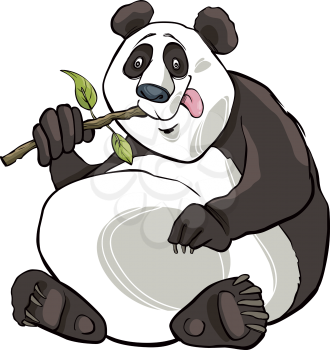 Royalty Free Clipart Image of a Bear Eating Bamboo