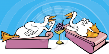Royalty Free Clipart Image of Geese in Ancient Rome