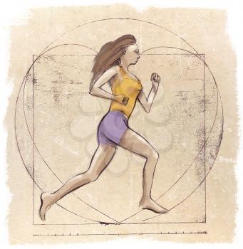 Royalty Free Clipart Image of a Woman Running