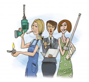 Royalty Free Clipart Image of Three Diverse Women