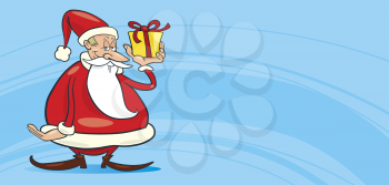 Royalty Free Clipart Image of a Santa With a Gift