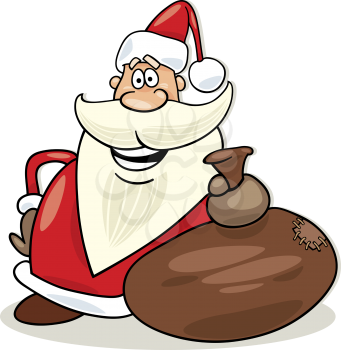 Royalty Free Clipart Image of Santa With a Sack of Toys