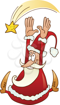 Royalty Free Clipart Image of Santa Claus and a Falling Star