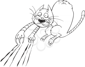 Royalty Free Clipart Image of a Frightened Cat