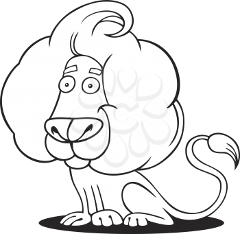 Royalty Free Clipart Image of a Cartoon Lion for Colouring