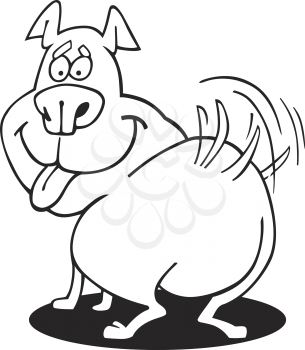 Royalty Free Clipart Image of a Dog With Its Tail Wagging
