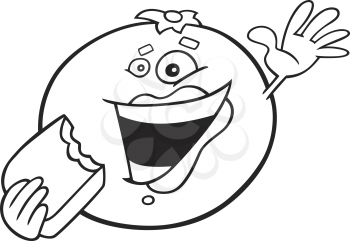 Royalty Free Clipart Image of an Orange Eating Chocolate