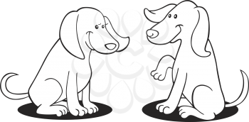 illustration of two dogs for coloring book