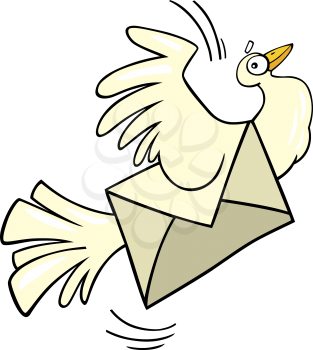 Royalty Free Clipart Image of a Bird With an Envelope