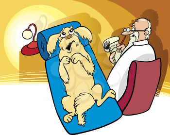 Royalty Free Clipart Image of a Dog at a Psychiatrist
