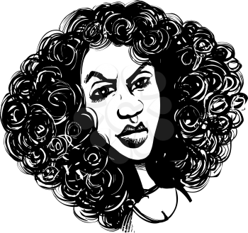 Royalty Free Clipart Image of a Woman With Curly Hair