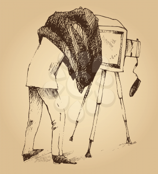 Royalty Free Clipart Image of a Vintage Photographer