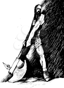 Royalty Free Clipart Image of a Fantasy Warrior With an Axe