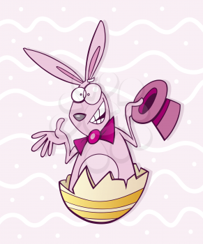 Royalty Free Clipart Image of an Easter Bunny in an Egg